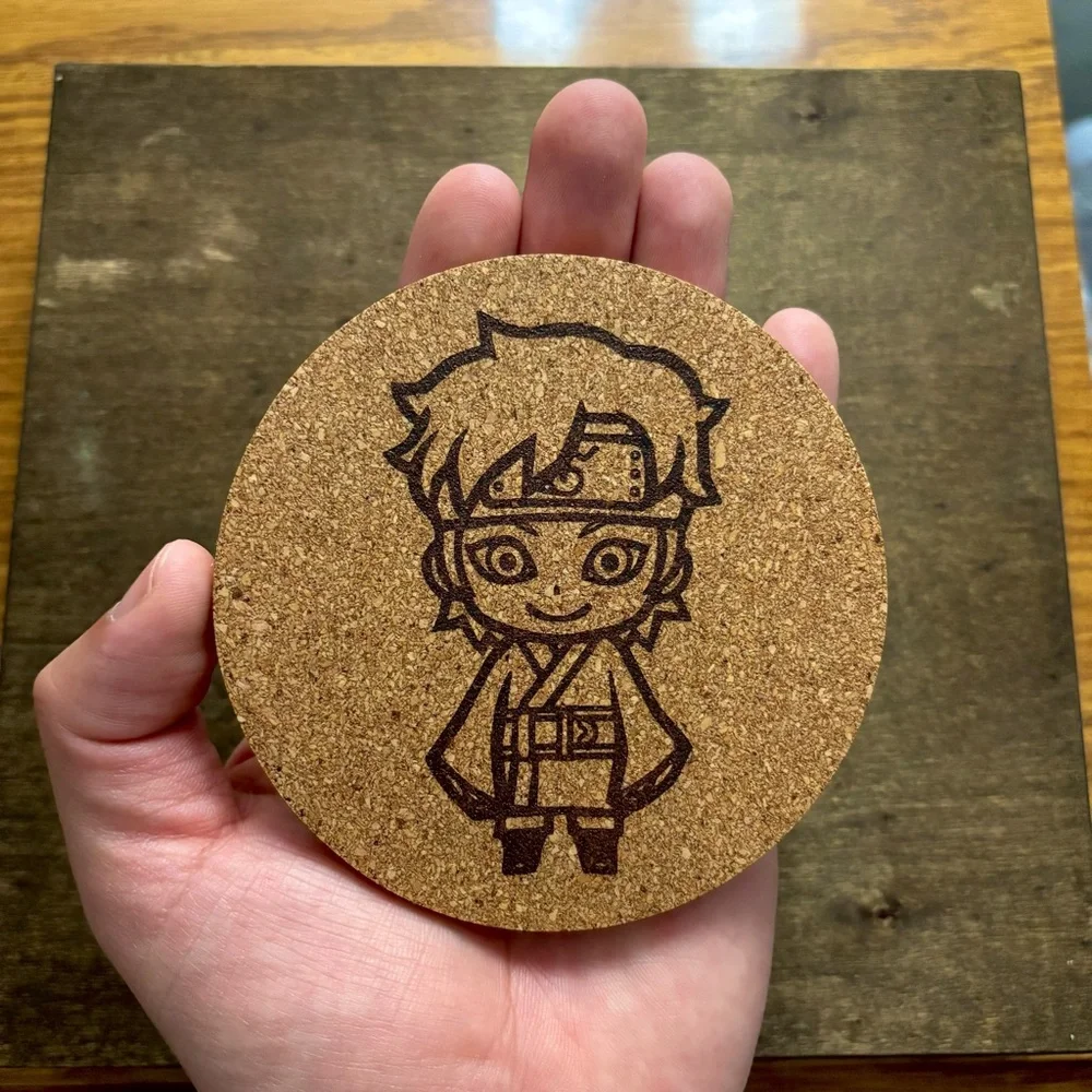 Boruto Mitsuki Chibi Style Laser Engraved Cork Coaster